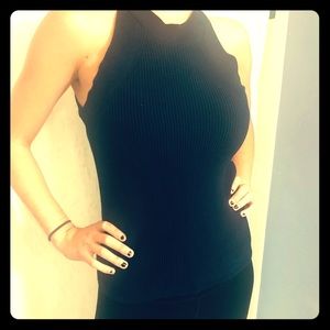 Ann Taylor Factory Navy Knit Blouse, Size S